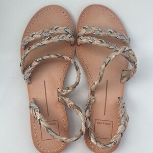 Dolce Vida Straw & Rhinestone Flat Sandal NWT